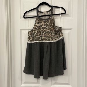 Leopard print and grey waffle print tank